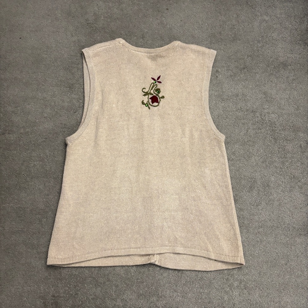 Bobbie Brooks Autumn Fall Seasonal Embroidered Button Front V Neck Vest Vintage - Picture 2 of 9